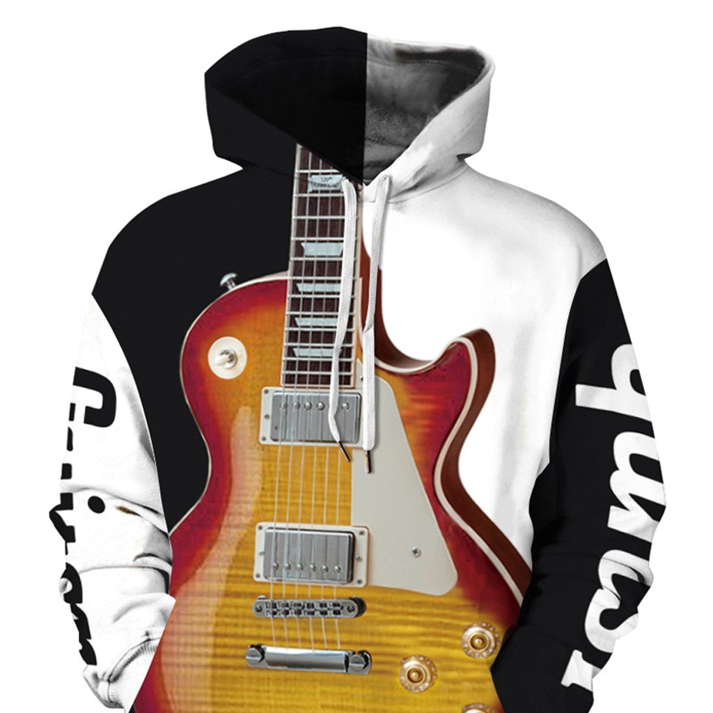 Guitar Bass Print Hoodie