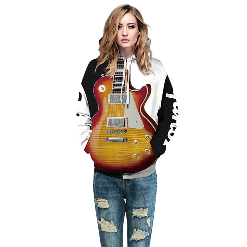 Guitar Bass Print Hoodie