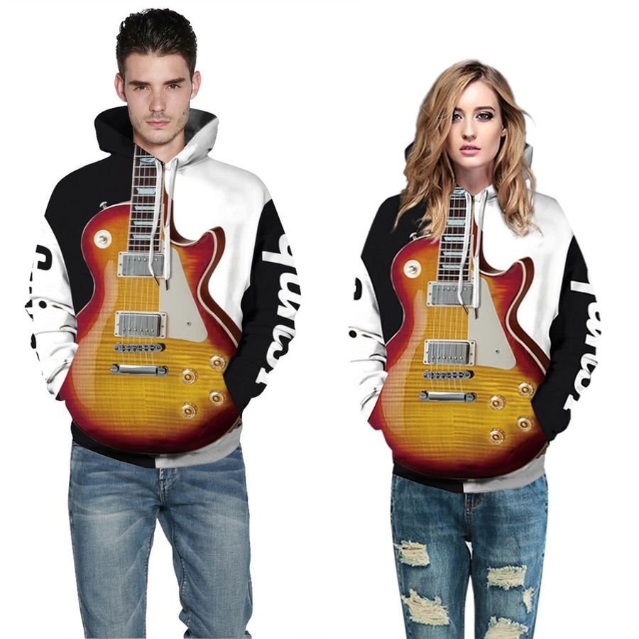 Guitar Bass Print Hoodie