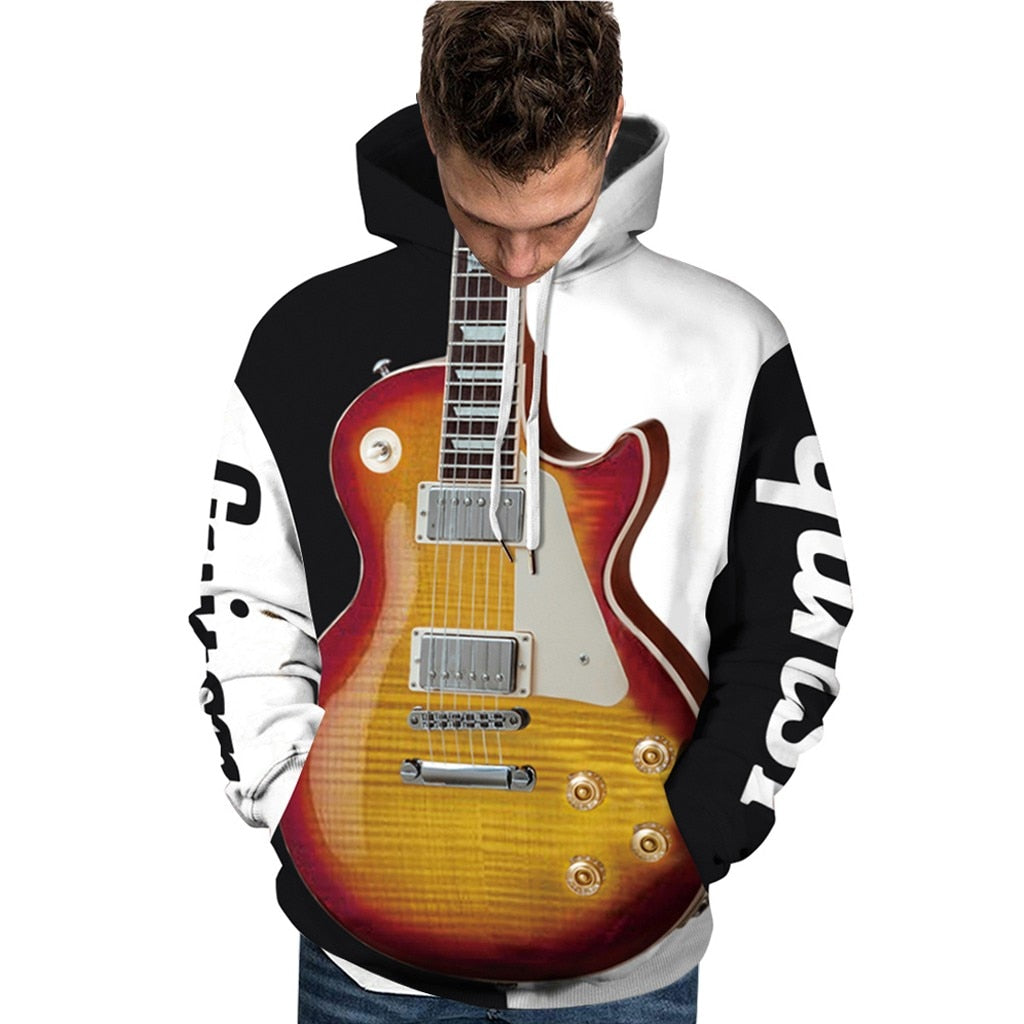 Guitar Bass Print Hoodie