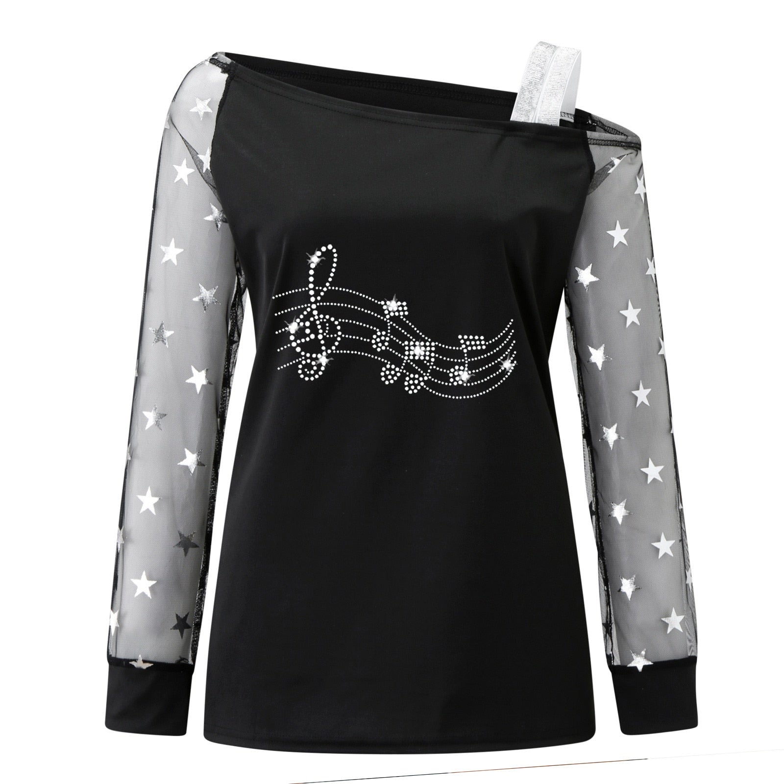 Musical Note Off Shoulder Shirt