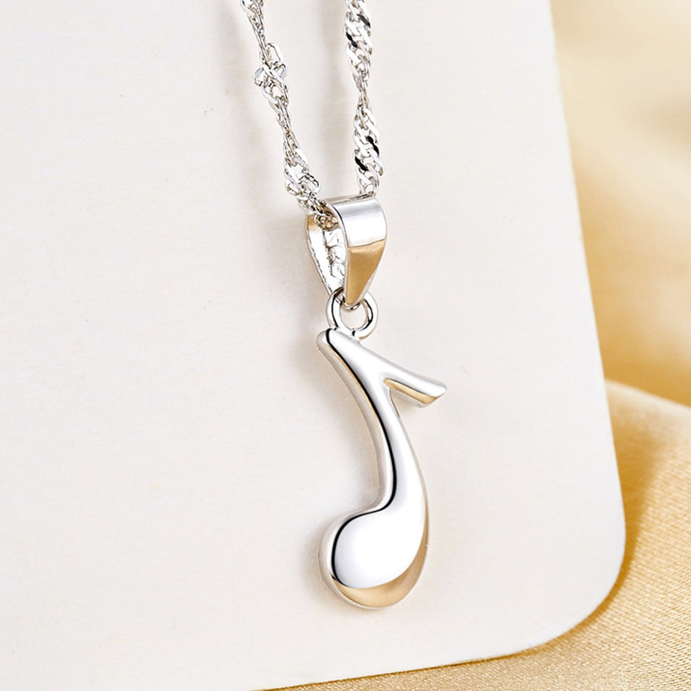 Musical Note Silver Couple Necklace
