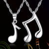 Musical Note Silver Couple Necklace