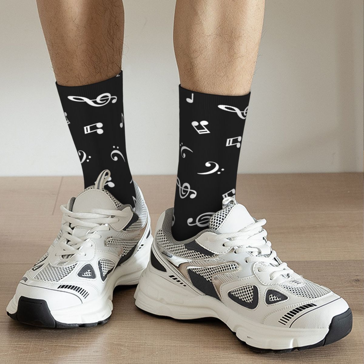 B&W Music Notes Socks