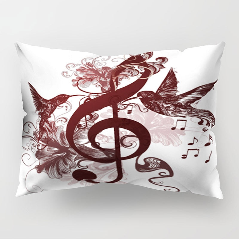 Music Notes Polyester Pillow Cover