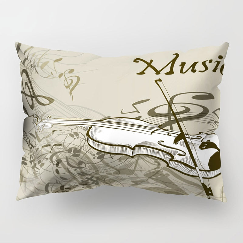 Music Notes Polyester Pillow Cover