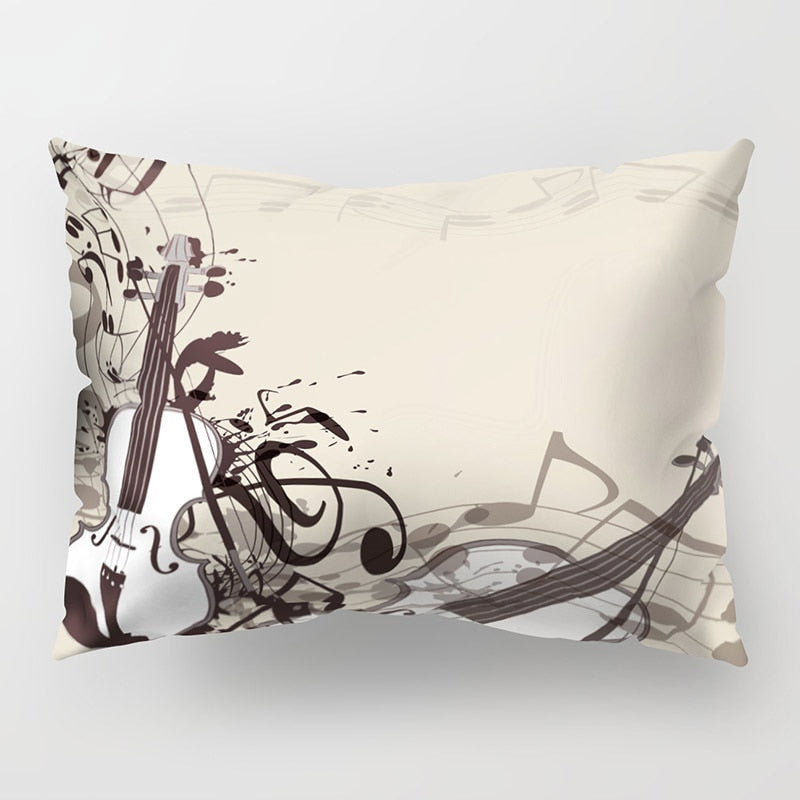 Music Notes Polyester Pillow Cover