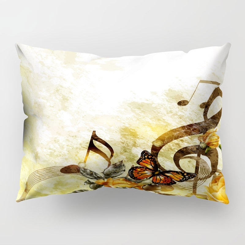 Music Notes Polyester Pillow Cover