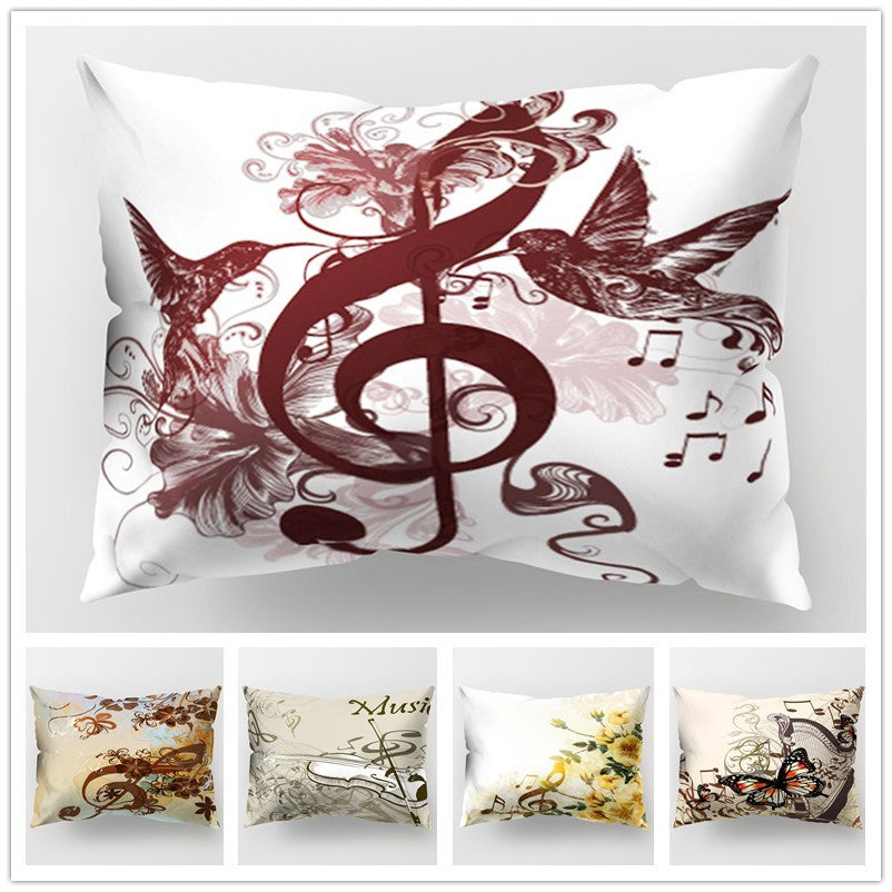 Music Notes Polyester Pillow Cover