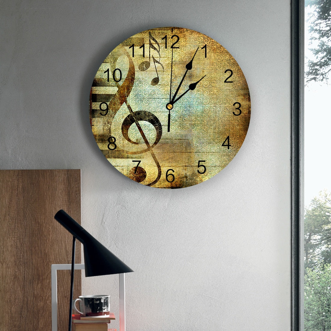 Vintage Piano Music Symbol Wall Clock