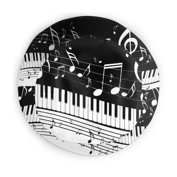 Piano Music Notes Printed Bucket Hat - Artistic Pod