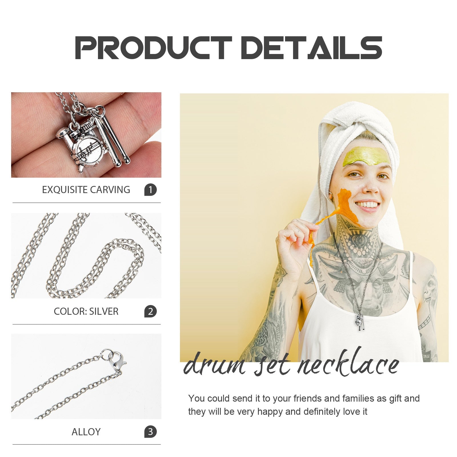 Drums & Drumsticks Necklace