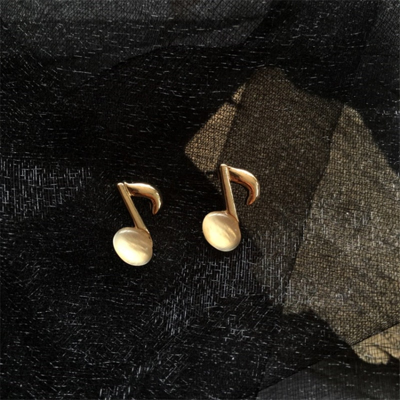 Gold Geometric Music Notes Earrings
