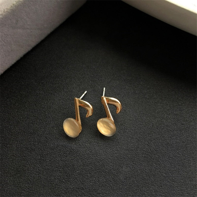 Gold Geometric Music Notes Earrings
