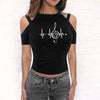 Music Clef Heartbeat Off Shoulder T-shirt