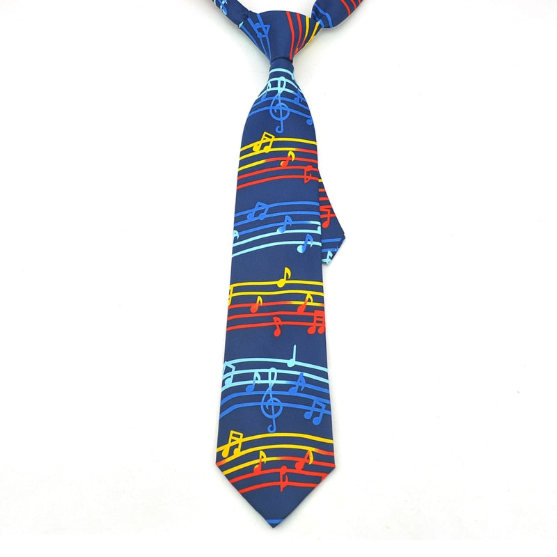 Music Note Blue Tie