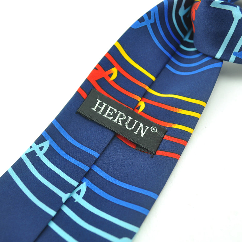 Music Note Blue Tie