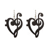 B&W Heart Music Notes Earrings