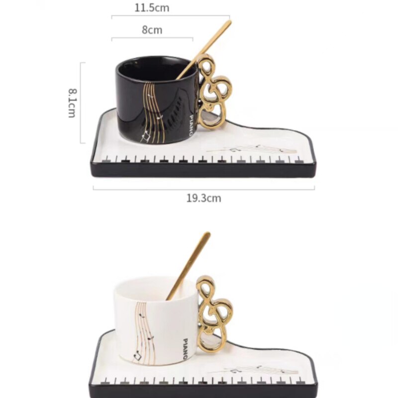 Piano Ceramic Saucer Mug Set