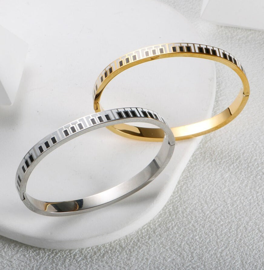 Silver/Gold Piano Keys Bangle