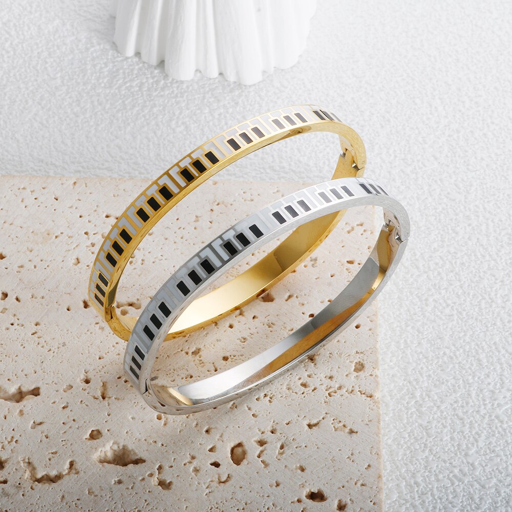 Silver/Gold Piano Keys Bangle
