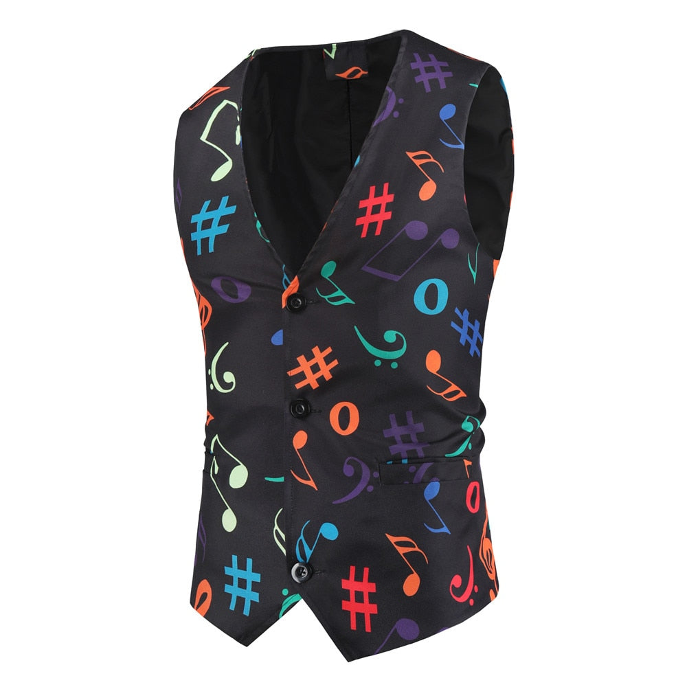 Musical Note Printed Waistcoat