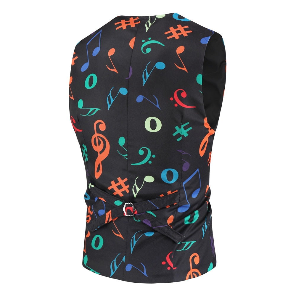 Musical Note Printed Waistcoat