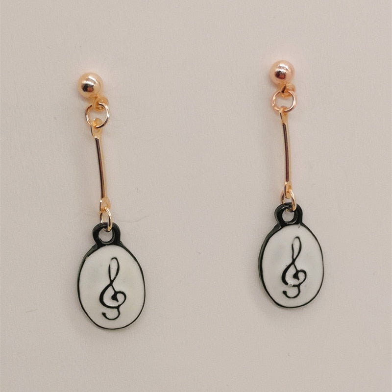 Piano/Treble Clef Pendant Stud Earrings