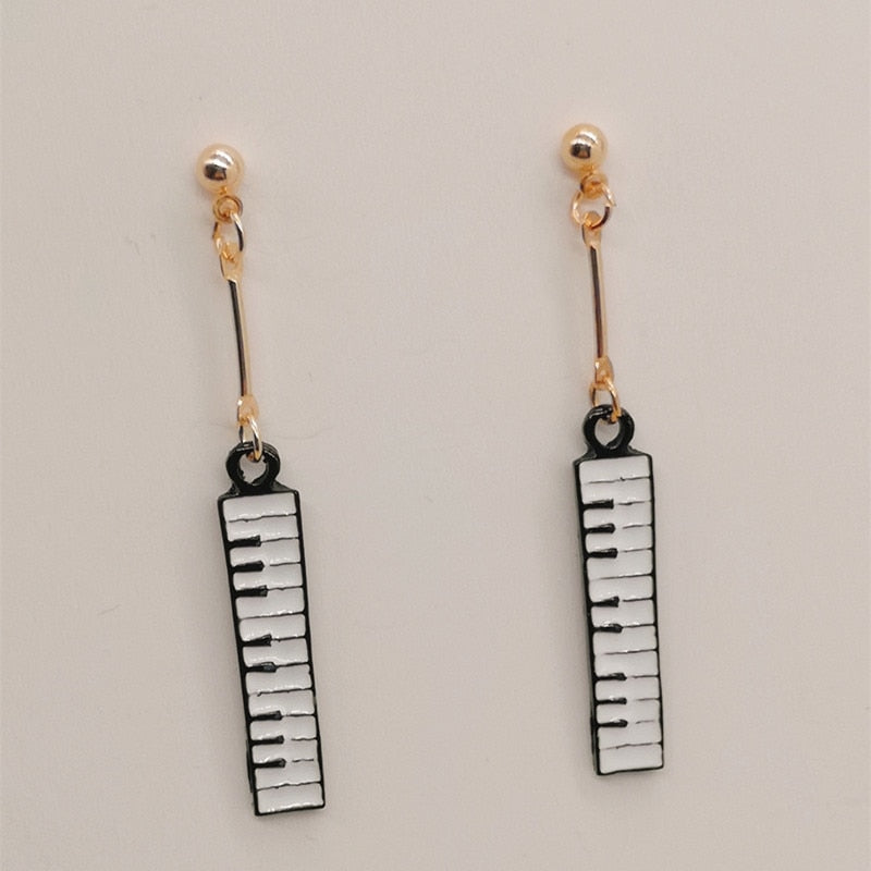 Piano/Treble Clef Pendant Stud Earrings