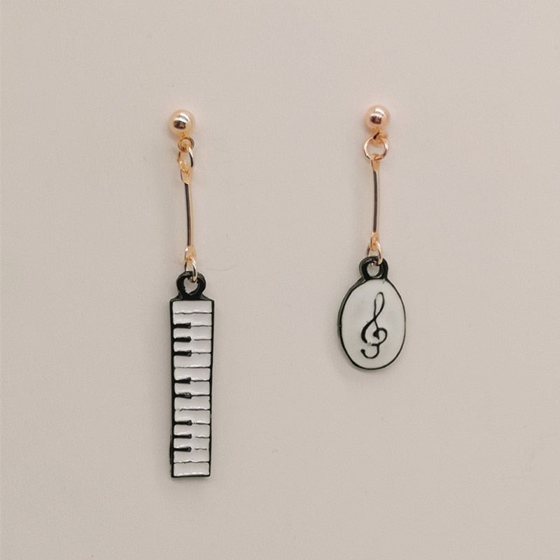 Piano/Treble Clef Pendant Stud Earrings