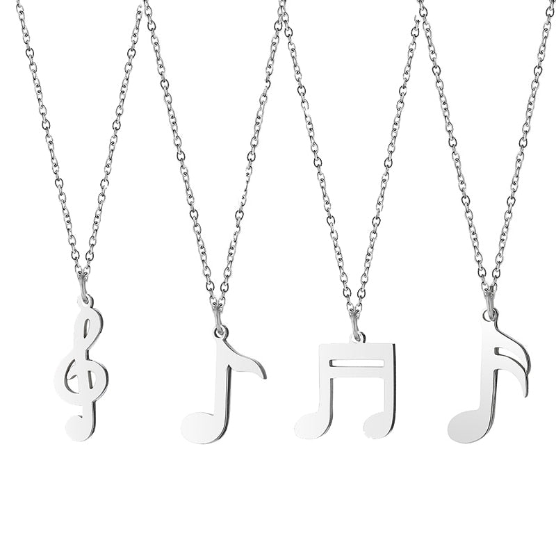 Music Notes Silver-Color Necklace