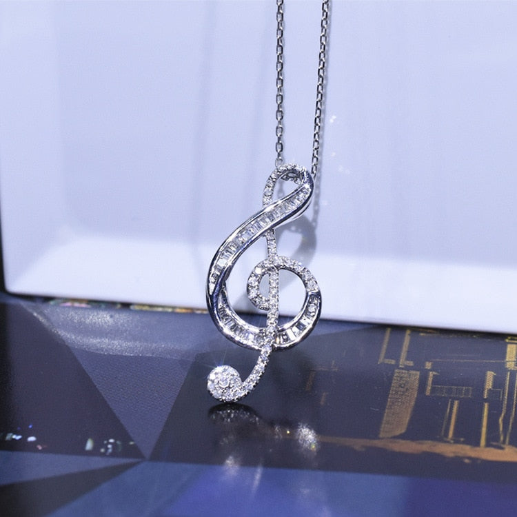 Music Symbol Crystal Necklace