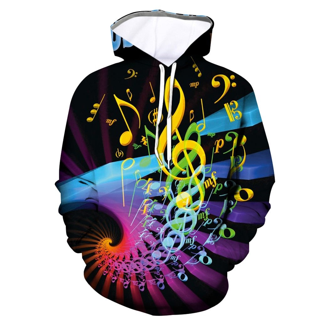 Comfy Colorful Music Notes Hoodie