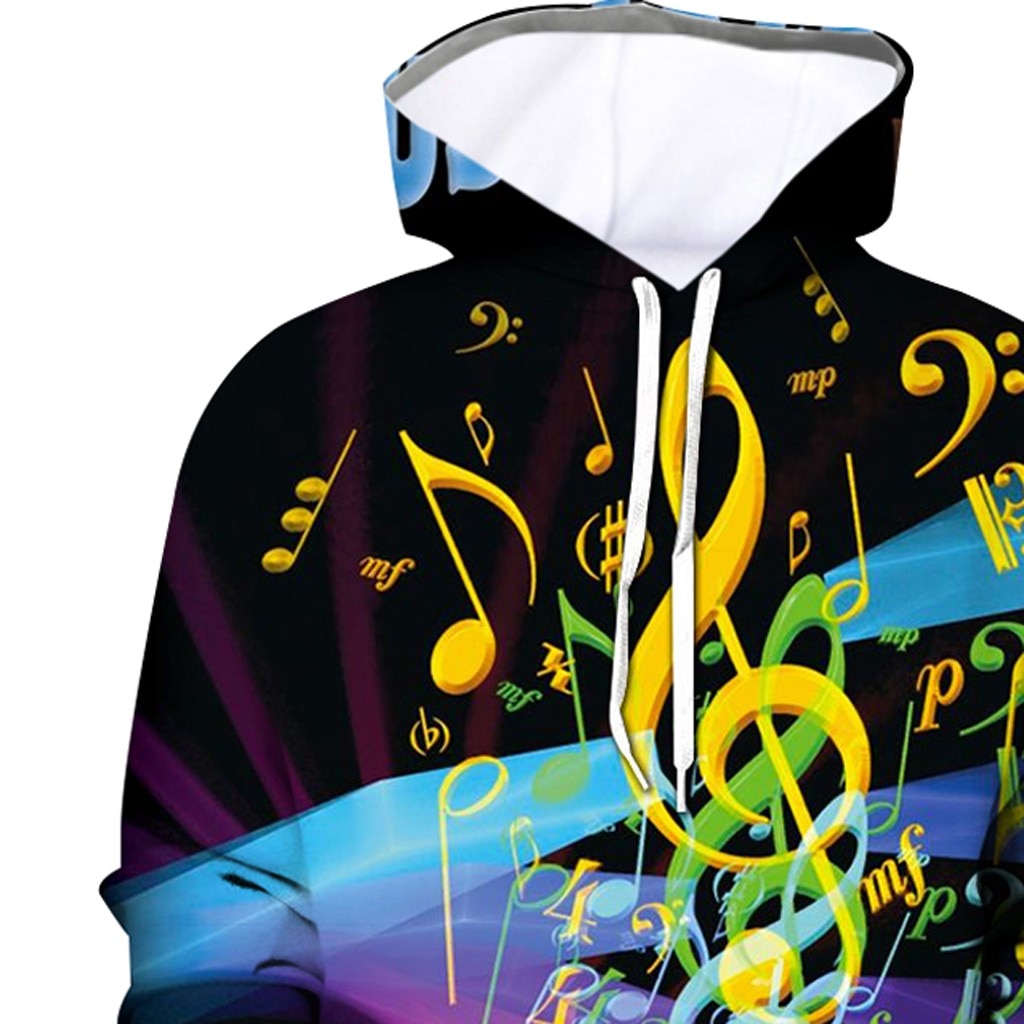 Comfy Colorful Music Notes Hoodie