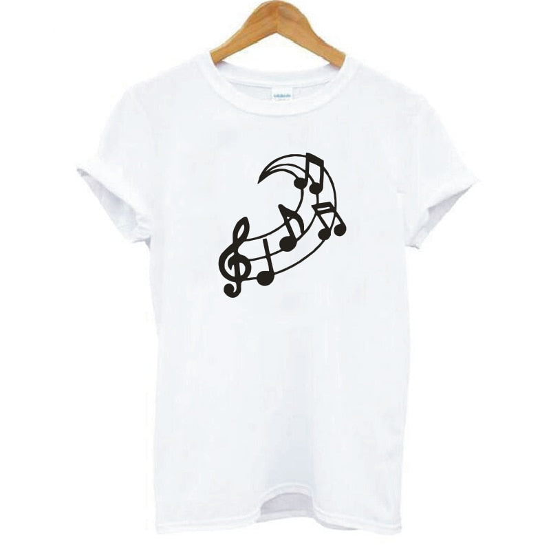 Music Notes/Moon Graphic Print Tee