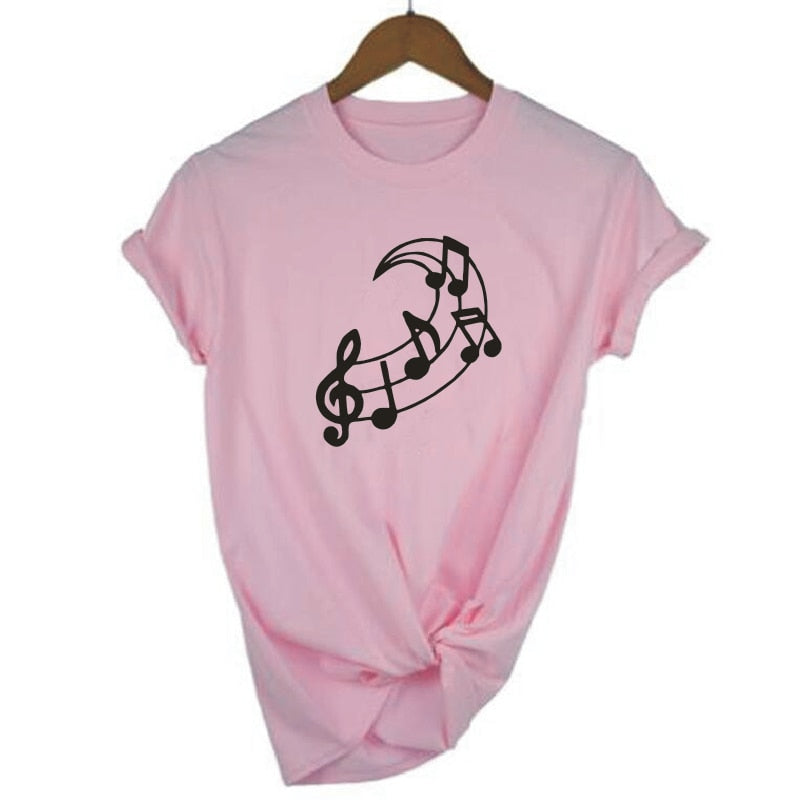 Music Notes/Moon Graphic Print Tee
