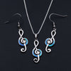 Blue Fire Music Notes Jewelry Set