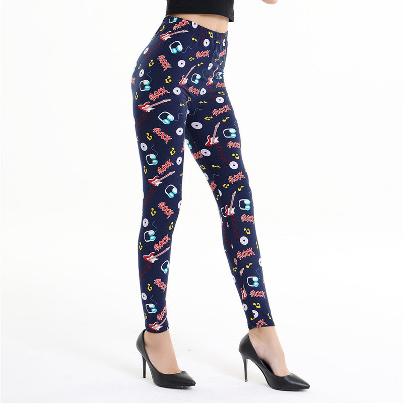 Guitar Music Note Print Leggings