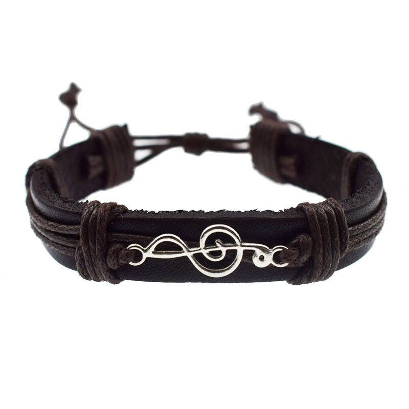 Punk Rock Music Note Leather Bracelet