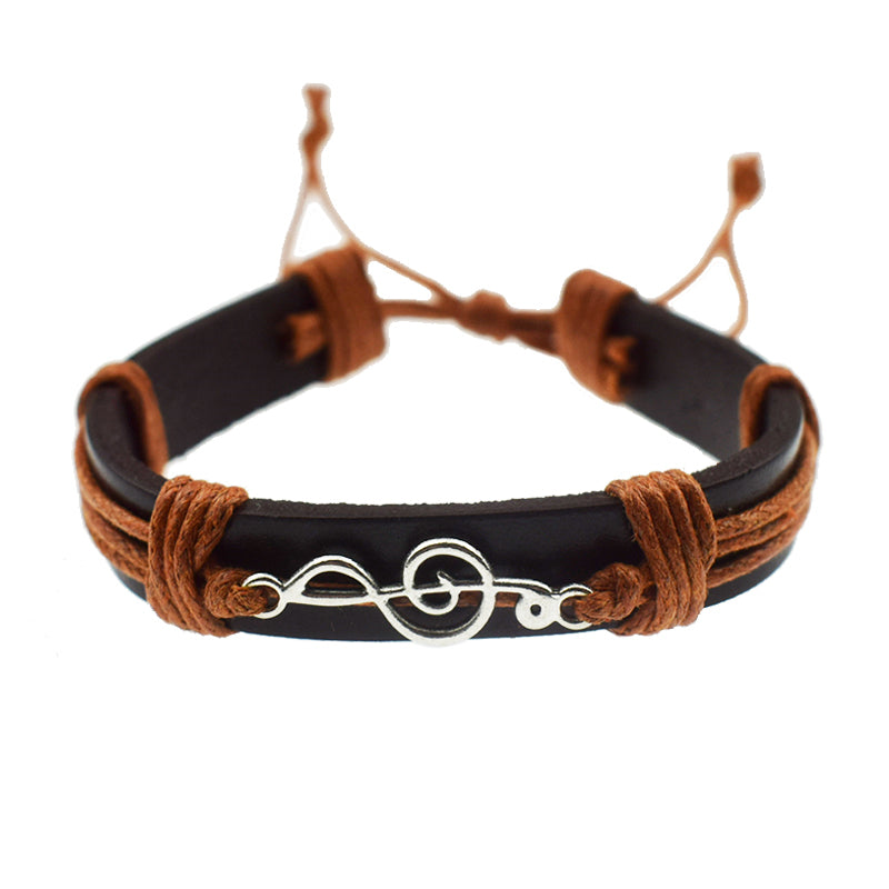 Punk Rock Music Note Leather Bracelet