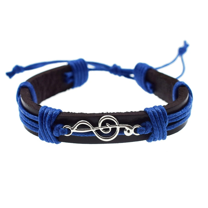 Punk Rock Music Note Leather Bracelet
