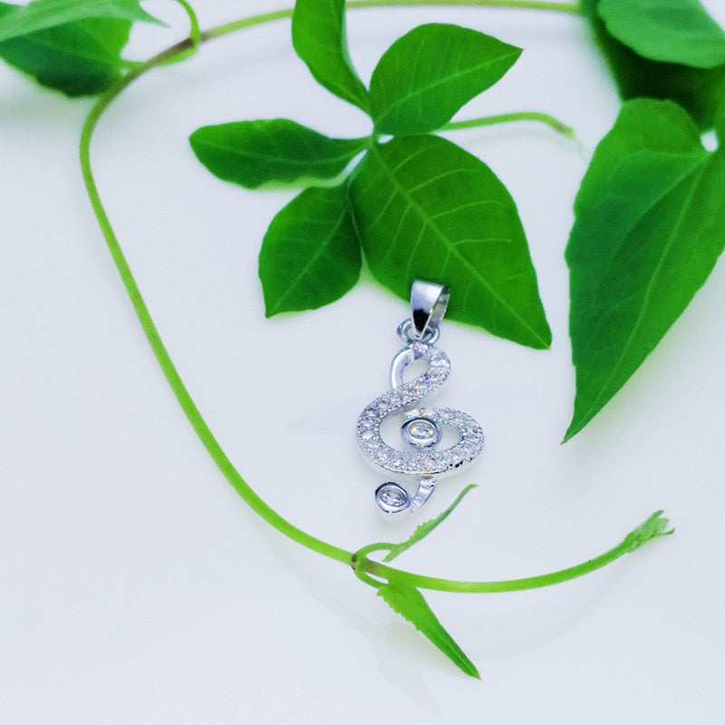 Music Notes Silver Charm Necklace