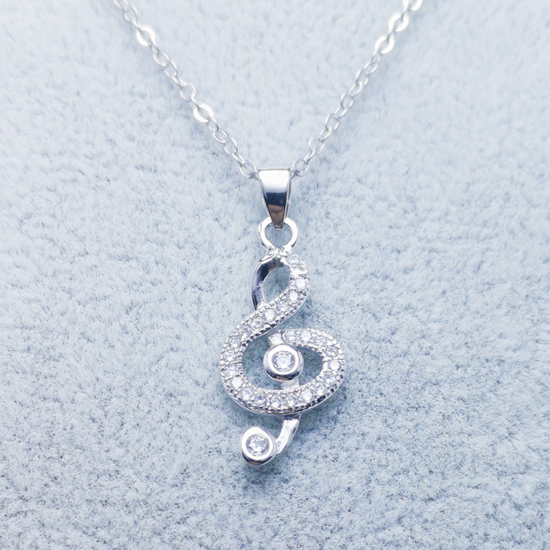 Music Notes Silver Charm Necklace