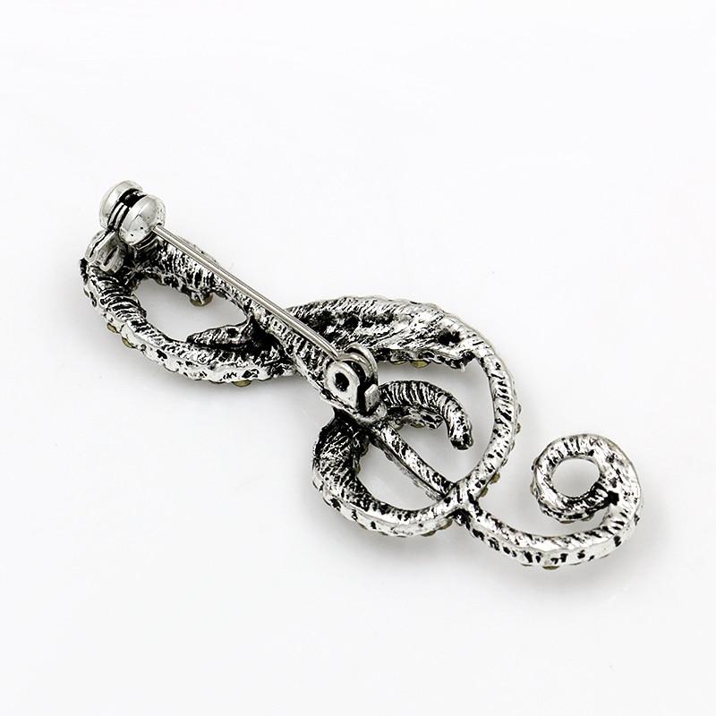 Crystal Music Note Brooch Pin