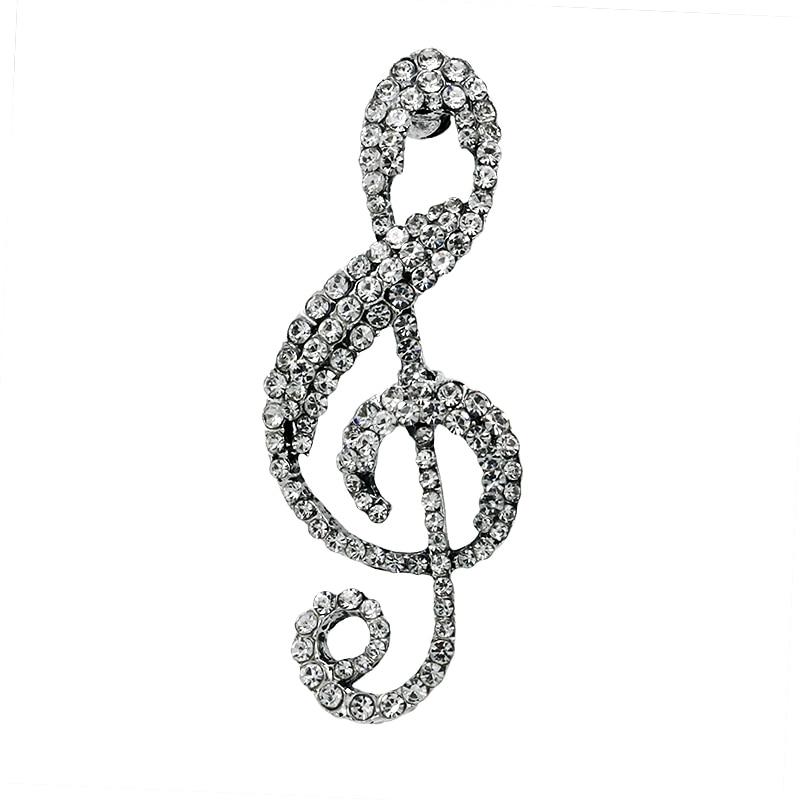 Crystal Music Note Brooch Pin