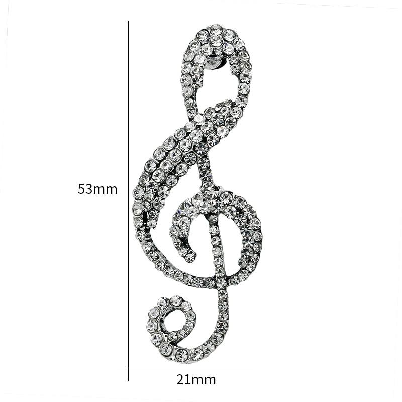 Crystal Music Note Brooch Pin