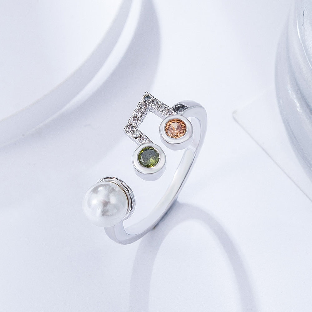 Silver-Color Music Ring