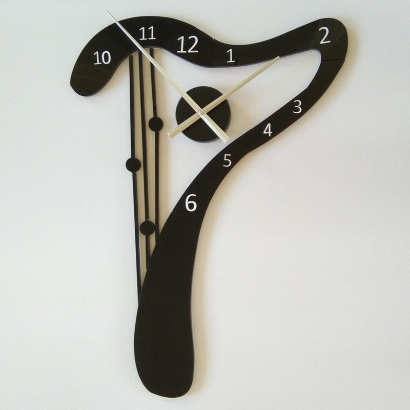Black Harp Design Wall Clock