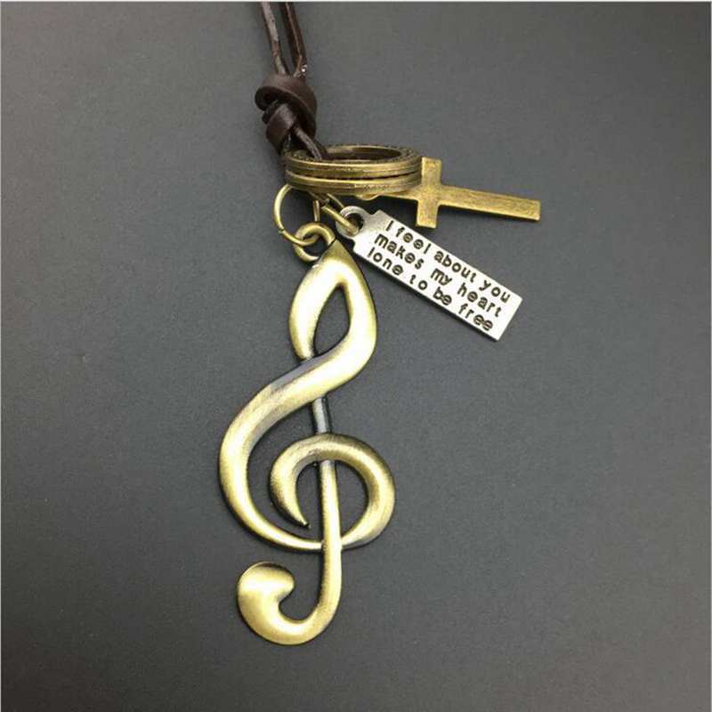 Vintage Music Note Pendant Necklace