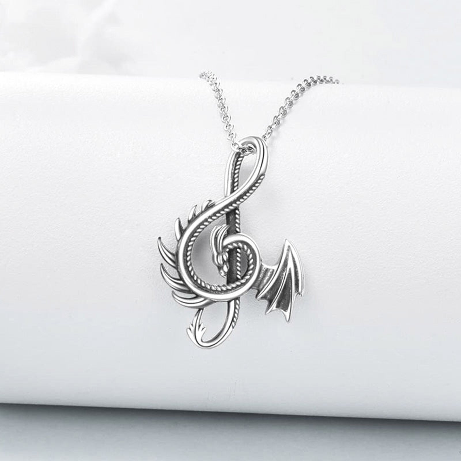 Vintage Music Note Dragon Necklace